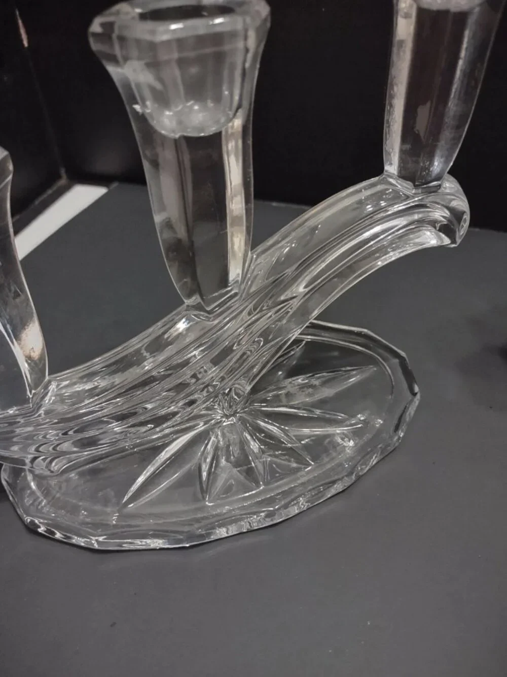 VTG Buder Bleikristall Crystal 3-Arm Candelabra Pair German Glass Candle Holder
